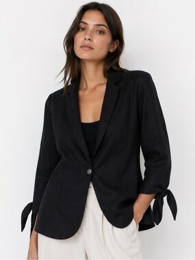 Anthropologie Cartonnier Black drapey Blazer size 6
